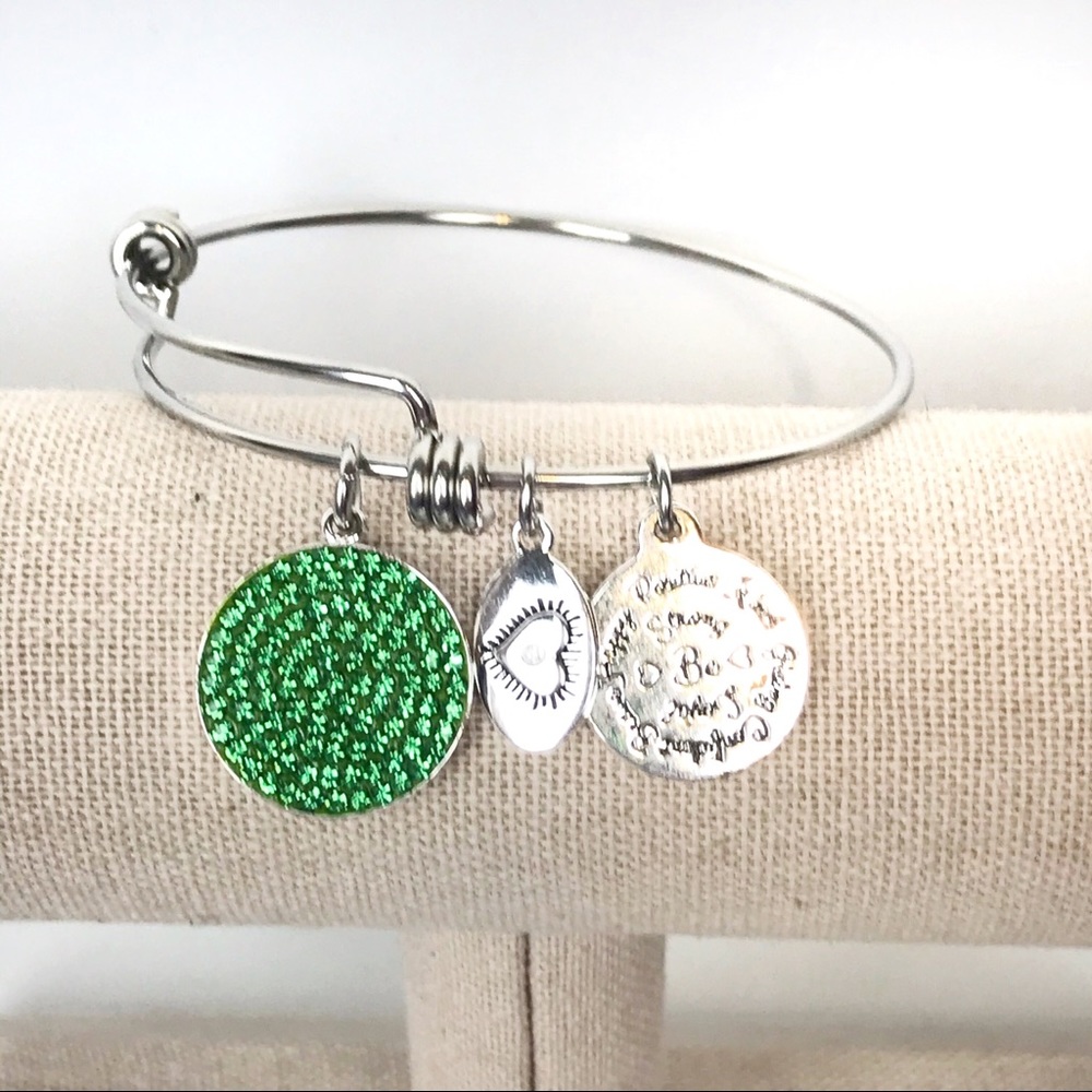 Footnotes Be Strong Inspirational Bracelet Green